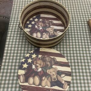 Vintage Patriotic Bear Storage Box